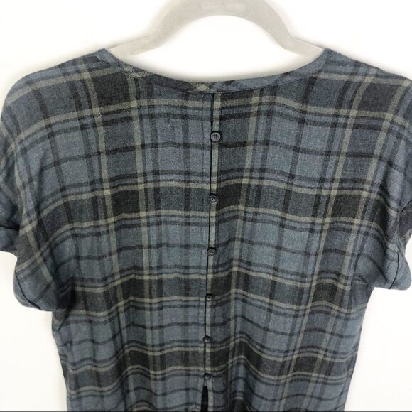 CLOTH & STONE | Plaid Button Back Gray Top X-Small - Picture 9 of 10